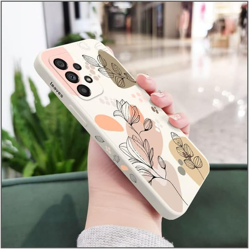 For Galaxy A53 5G Case for Women Girls Cute Plants Leaf Camera Lens Protector Soft TPU Bumper Slim Liquid Silicon Rubber Shockproof Protective Cover Phone Case for Samsung Galaxy A53 5G-Purple