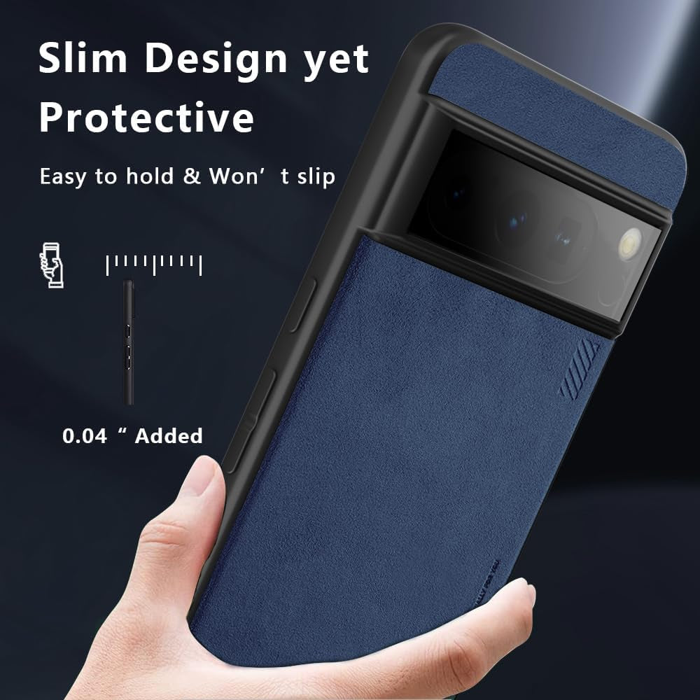 X-Level Google Pixel 8 Pro Case Drop Protective Thin Dual Layer Shockproof Bumper Phone Cases Full Body Rugged Hard PC Back Anti-Scratch Microfiber Surface with Grip with Soft Edge Slim Cover-Blue  pipilu   