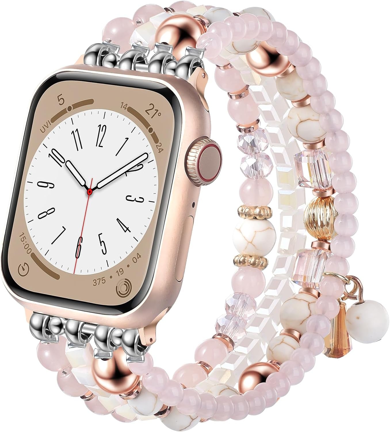 Beaded Bracelet Compatible with Apple Watch Band 42Mm/44Mm/45Mm for Women, Stylish Handmade Wristband Replacement Strap for Iwatch Series 9/8/7/6/5/4/3/2/1/Se/Ultra(Blue)