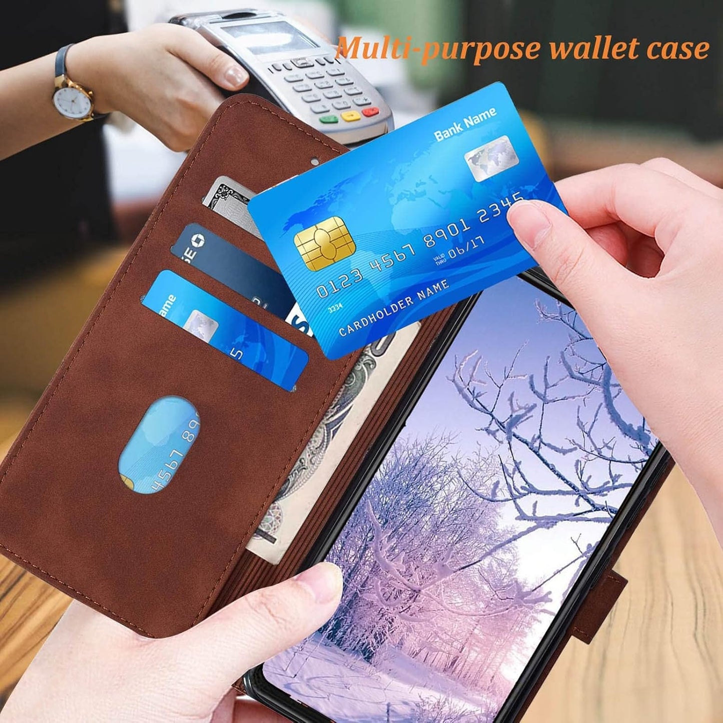 For Samsung A53 5G Case Wallet,[Kickstand][Wrist Strap][Card Holder Slots] A53 5G Phone Case,Tpu Interior Protective PU Leather Flip Cover (Brown)