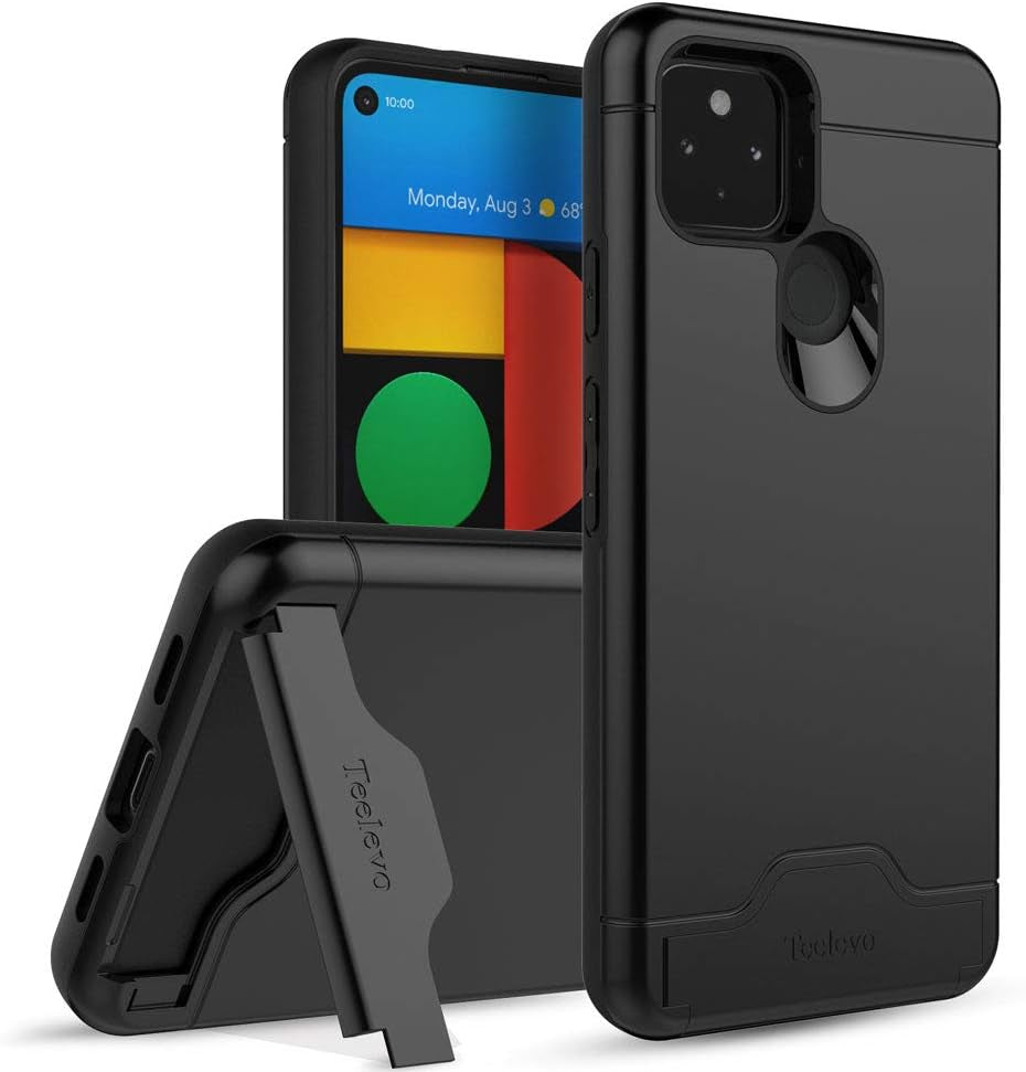 Teelevo Wallet Case for Google Pixel 4A 5G, Dual Layer Case with Card Slot Holder and Kickstand for Google Pixel 4A 5G - Black  Teelevo   