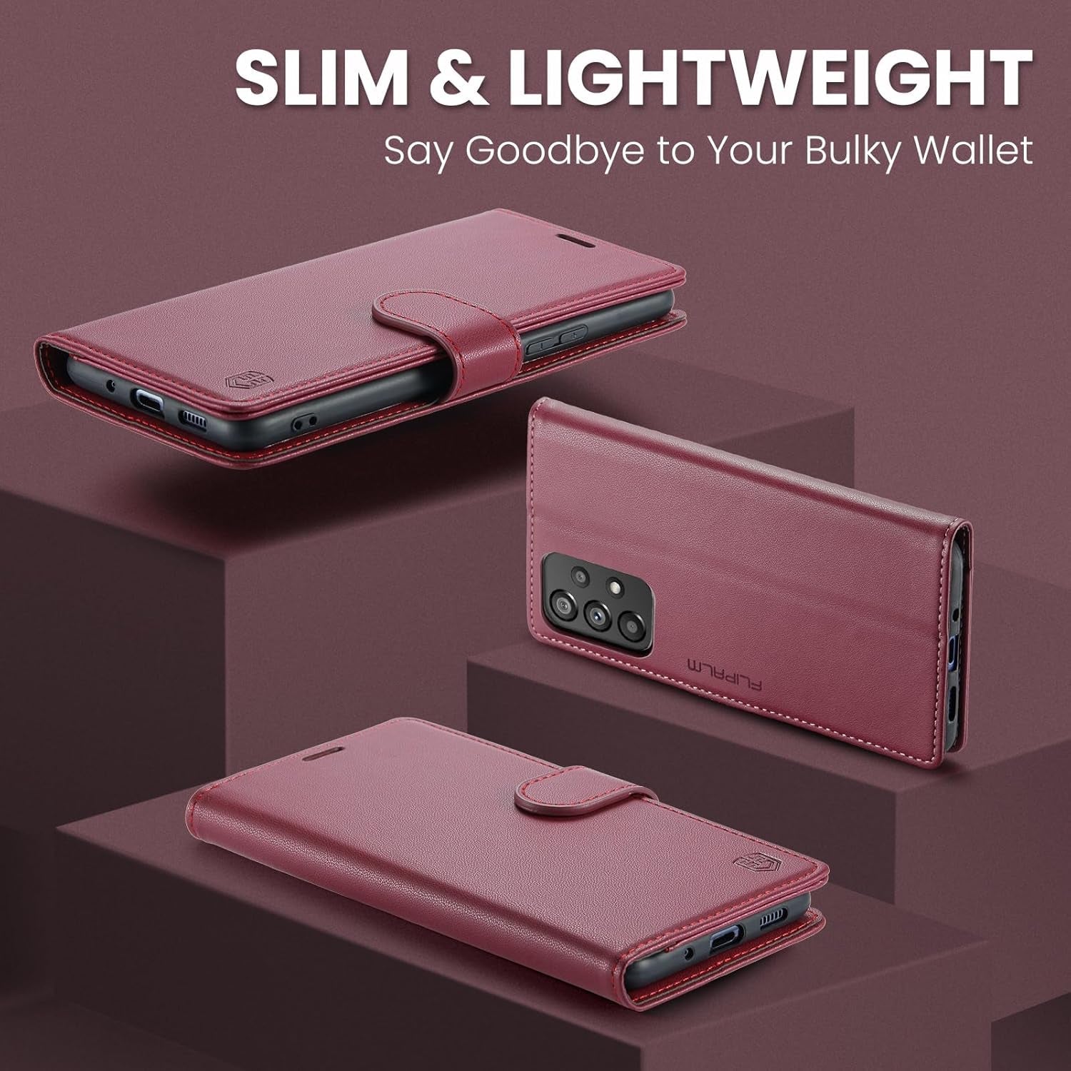 For Samsung Galaxy A53 5G Wallet Case with RFID Blocking Credit Card Holder, PU Leather Folio Flip Kickstand Protective Shockproof Cover Women Men for Samsung A53 Phone Case(Red)