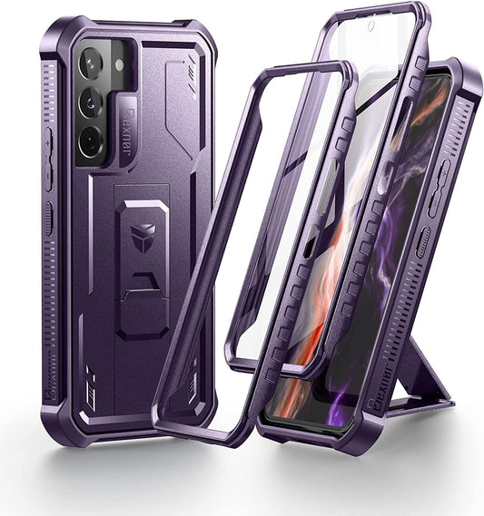 Dexnor Full Body Case for Samsung Galaxy S22 5G/6.1 Inches, [Extra Front Frame] Heavy Duty Military Grade Protection Built-In Screen Protector and Kickstand for Galaxy S22 5G,Phantom Purple