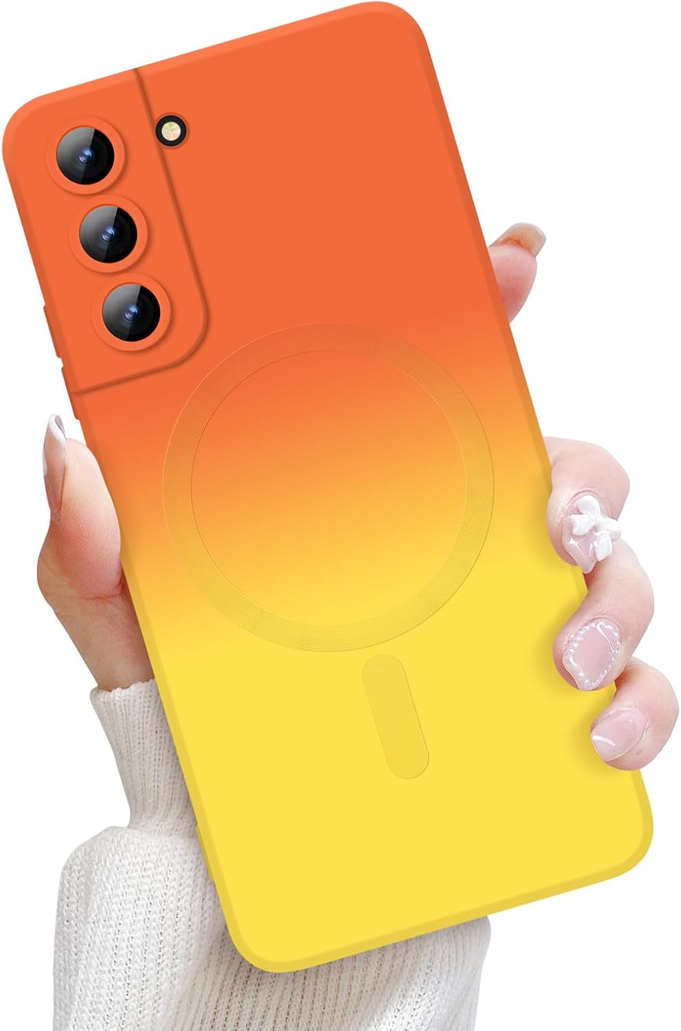 For Samsung Galaxy S22 plus 5G Magnetic Case, Luxury Cute Soft Liquid Silicone Case Bumper Anti-Scratch Shockproof Full Camera Protector Multicolor Cover for Samsung Galaxy S22 Plus-Pink Red