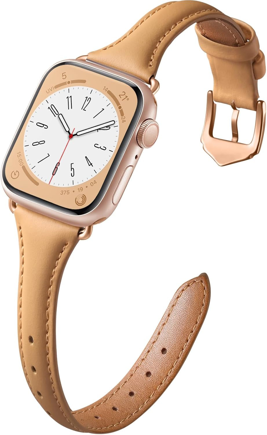 Daqin Slim Leather Band Compatible with Apple Watch Bands for Women 40Mm 38Mm 41Mm 42Mm 44Mm 45Mm 49Mm, Top Grain Genuine Leather Strap Thin Wristband for Iwatch Bands for Women Series 9 8 7 6 5 4 3 2 1 SE Ultra 2