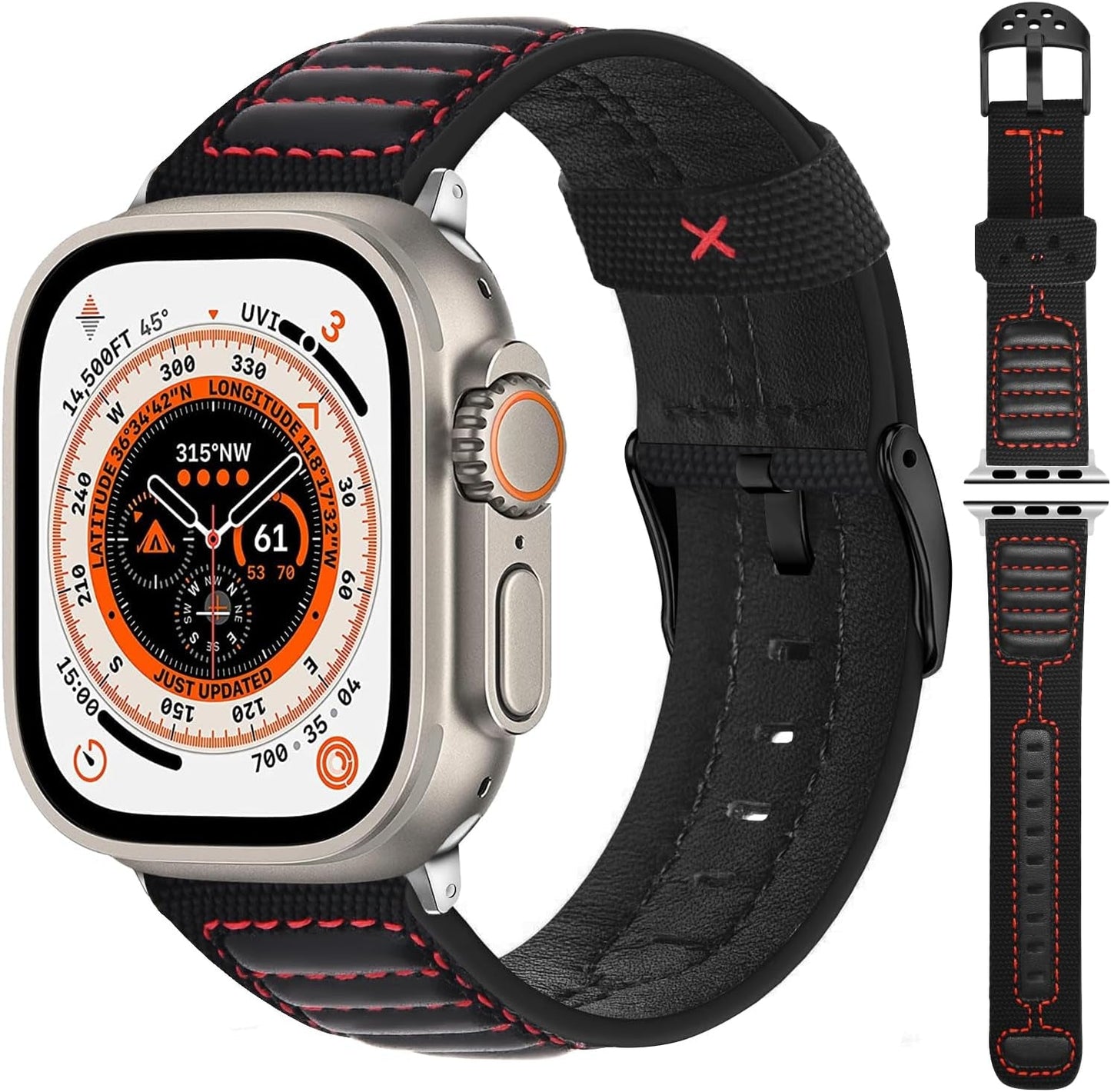 Fullmosa Café Racer Leather Apple Watch Band 49Mm 45Mm 44Mm 42Mm 41Mm 40Mm 38Mm Genuine Iwatch Bands for Men/Women Easily Upgrade Your Apple Watch with Premium Smart Watch Bands