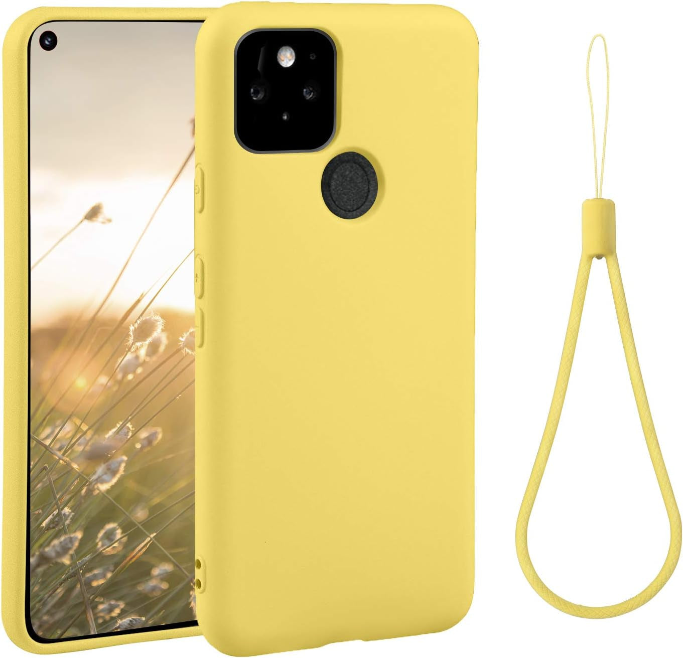 ABITKU Compatible with Google Pixel 5 Case,Slim Silicone Gel Rubber Case Cover (With Microfiber Lining) Full Body Shockproof Design for Google Pixel 5 6.0 INCH (Pink)  abitku Yellow  