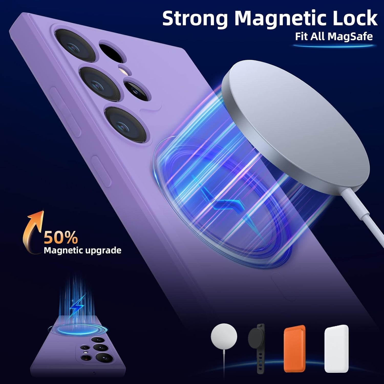 For Samsung Galaxy S22+ plus Case,Compatible with Magnetic, [Military Grade Drop Tested] Shockproof Slim Thin Phone Case,8-S22P-Purple