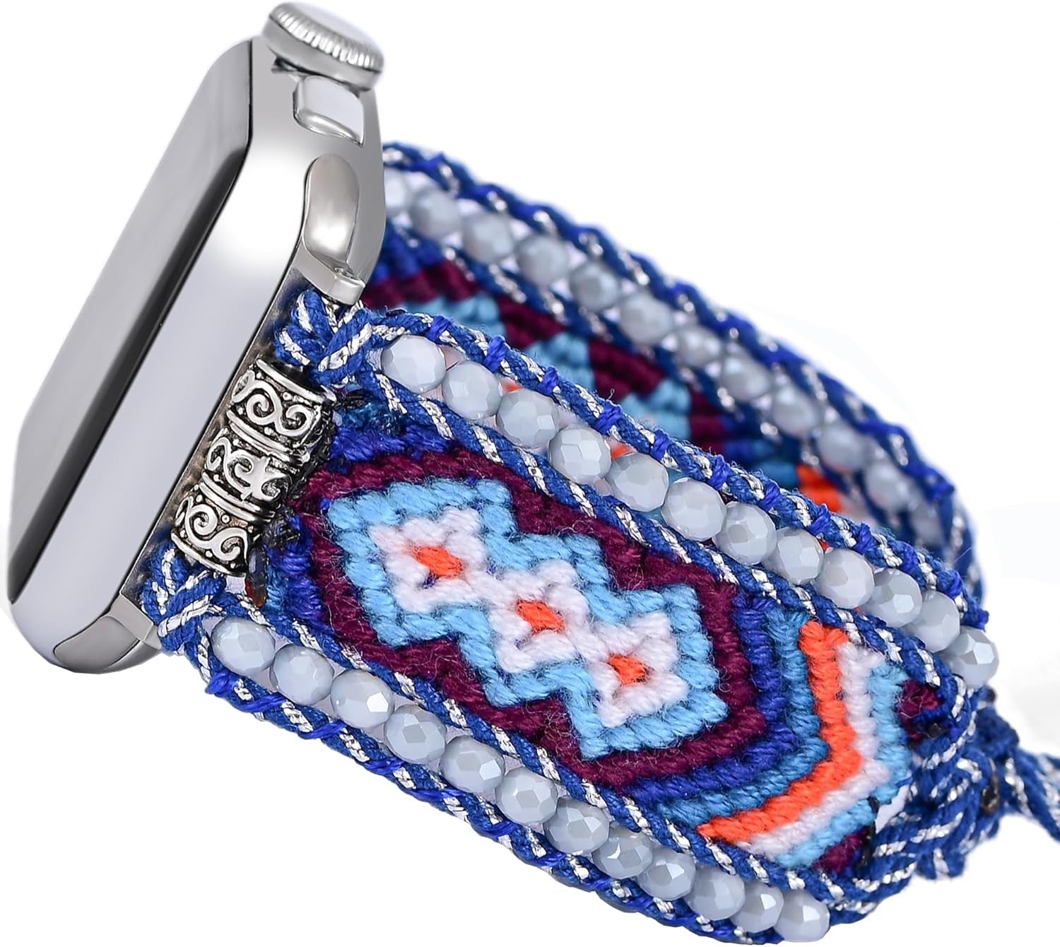 Fancy Woven Braided Nylon Band Compatible with Apple Watch Bands 40Mm 41Mm 38Mm, Retro Boho Friendship Bracelet Handmade Bohemian Beaded Adjustable Dressy Strap Wristbands for Iwatch Bands Series 9/8/7/6 5/4/3/2/SE