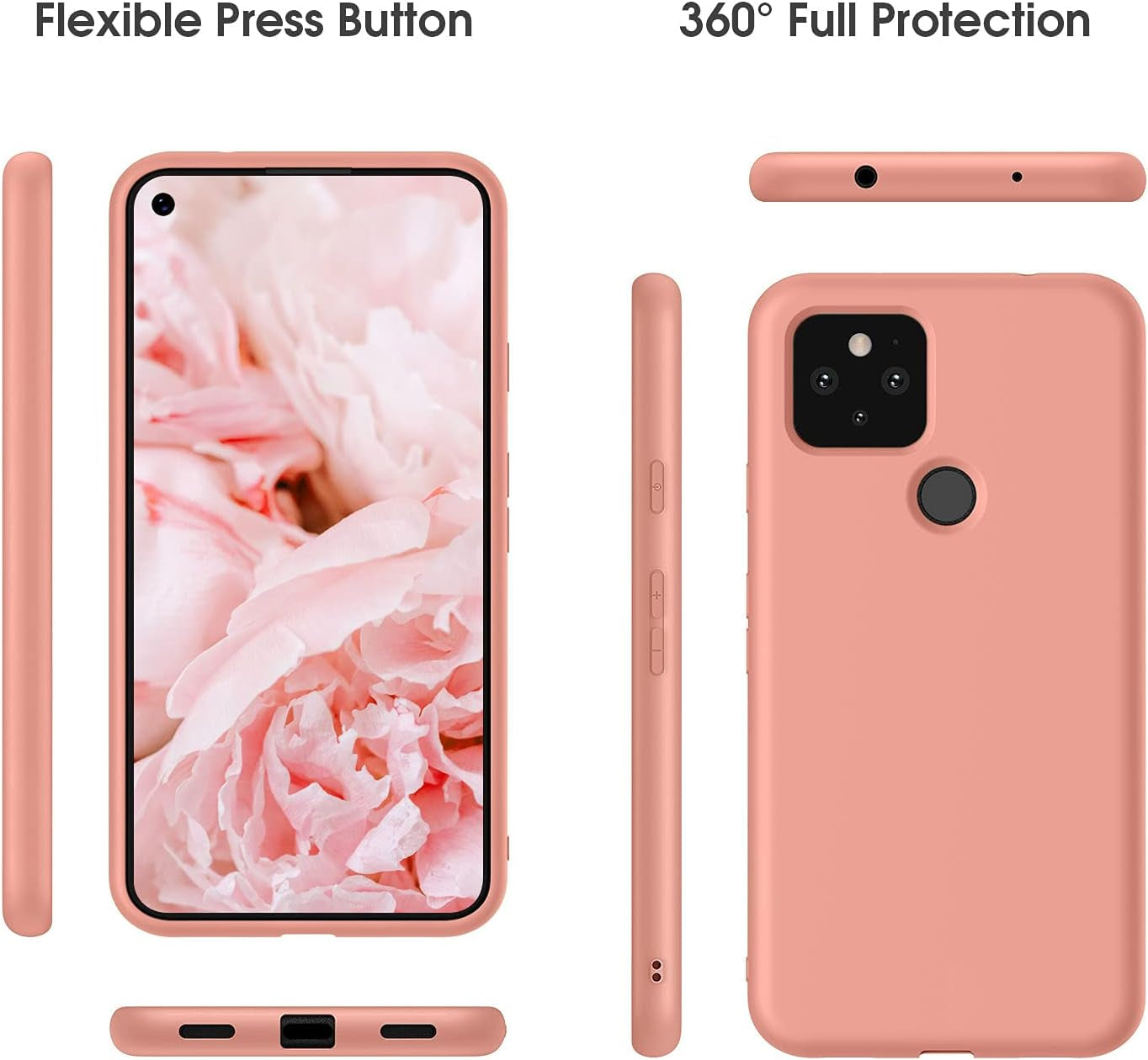 ABITKU Compatible with Google Pixel 5A Case, Slim Silicone Gel Rubber Case Cover (With Microfiber Lining) Full Body Shockproof Design for Google Pixel 5A 6.34 Inch 2021(Pink  abitku   