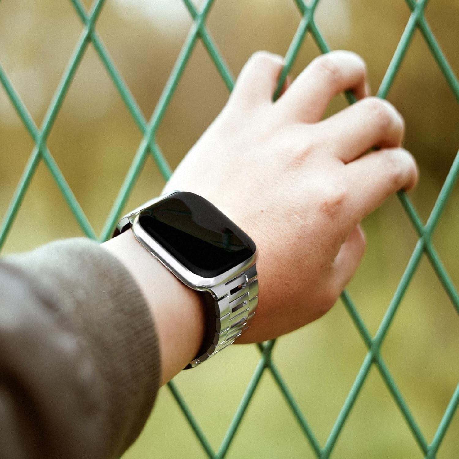 Finestone Metal Band for Apple Watch - Stainless Steel Apple Watch Band Compatible with Apple Watch 41Mm 40Mm 38Mm - Slim Hollow-Out Design Strap for Iwatch Series 9/8/7/6/5/4/3/2/1 SE Women Men Silver