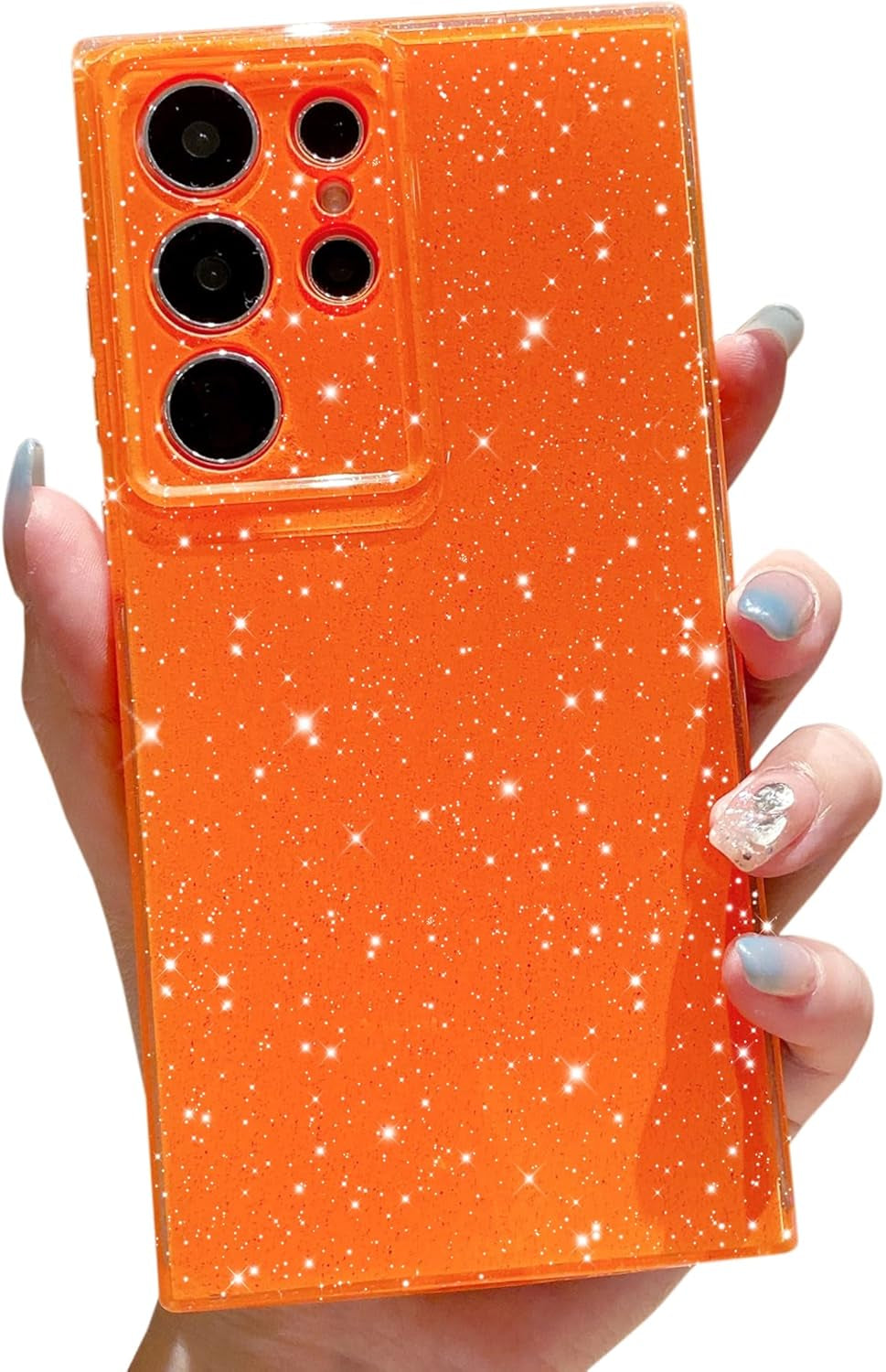 Cute Glitter Neon Case for Samsung Galaxy S22 Ultra Case, Slim Silicone Protective Sparkly Bling Phone Case for Women Girls (Bright Green)