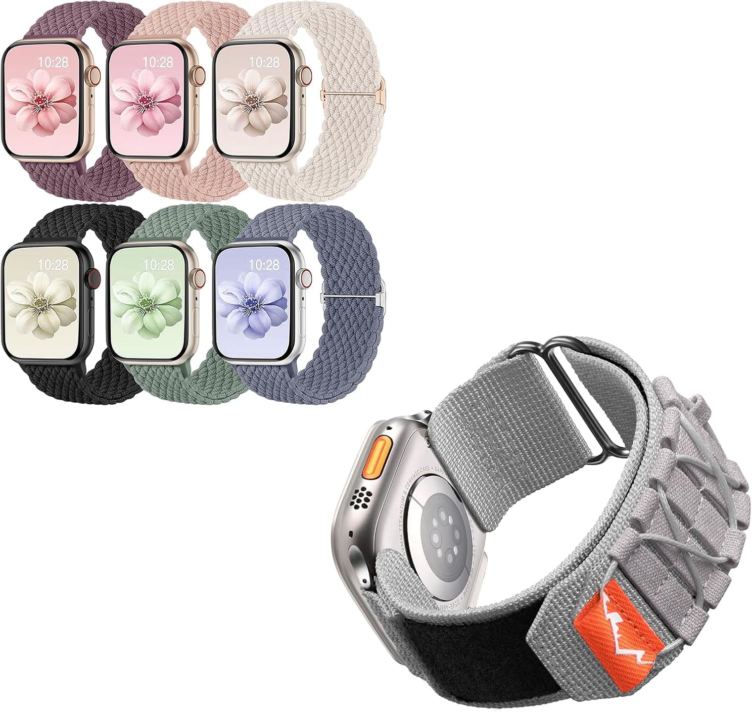 Bands Compatible with Apple Watch Band 38Mm 40Mm 41Mm 42Mm 44Mm 45Mm 49Mm Women Men, Adjustable Soft Nylon Strap for Iwatch Series 9 8 7 6 5 4 3 2 1 SE Ultra/Ultra 2