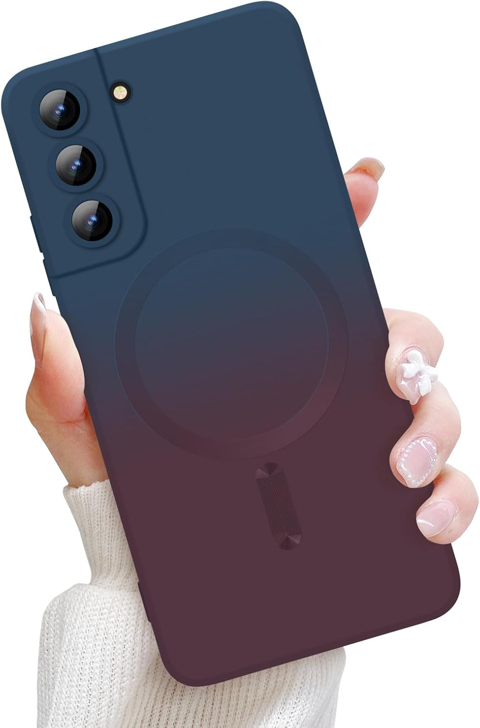 For Samsung Galaxy S22 plus 5G Magnetic Case, Luxury Cute Soft Liquid Silicone Case Bumper Anti-Scratch Shockproof Full Camera Protector Multicolor Cover for Samsung Galaxy S22 Plus-Pink Red