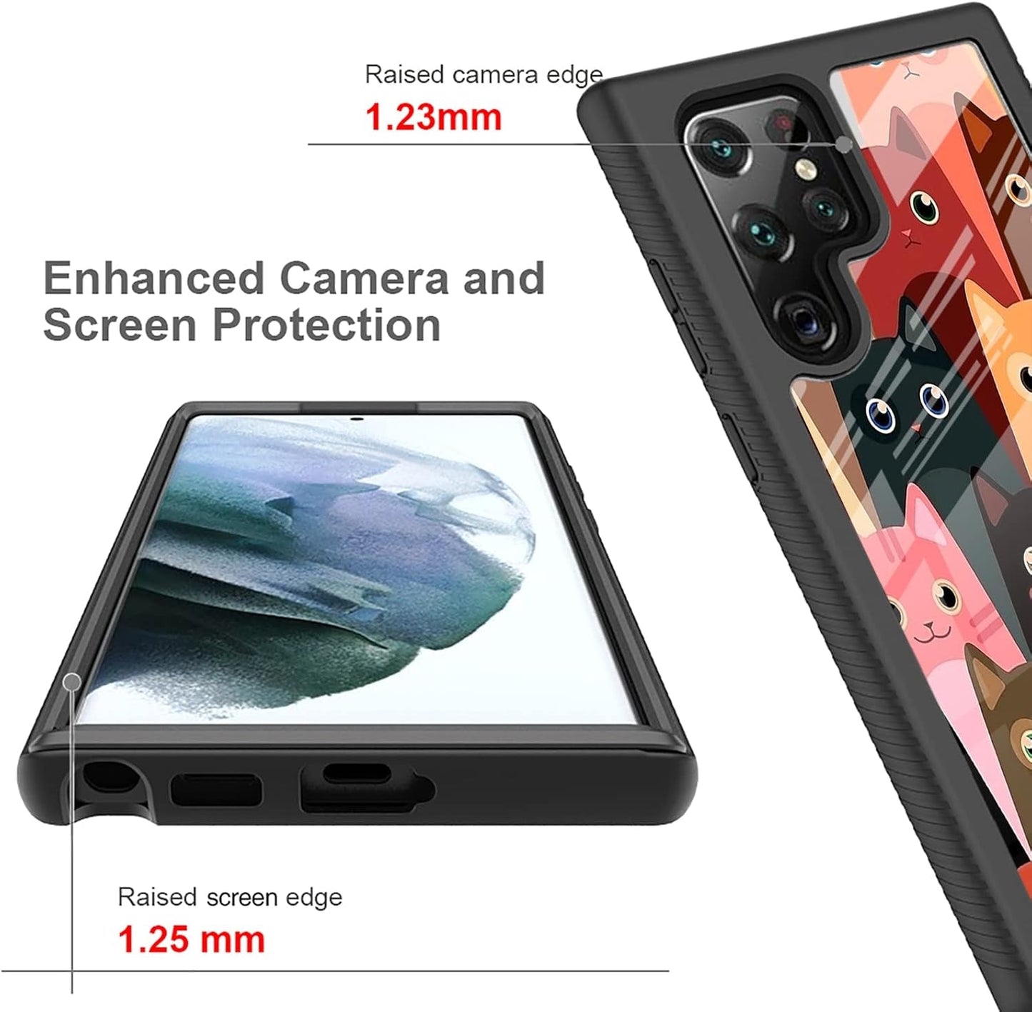 Compatible with Samsung Galaxy S22 Ultra Case Cartoon Cats for Boys Girls Full-Body Dual Layer Rugged Shockproof Bumper Heavy-Duty Protective Cover