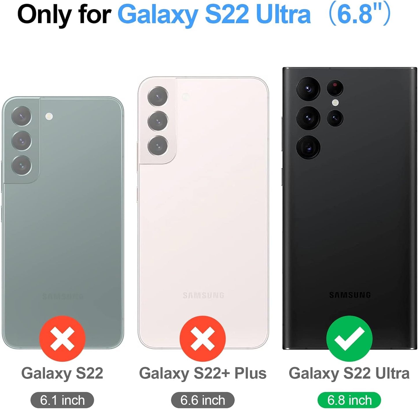 Antsturdy Samsung Galaxy S22 Ultra Wallet with Card Holder for Women Men,Galaxy S22 Ultra 5G Phone Case RFID Blocking PU Leather Flip Shockproof Cover with Strap Zipper Credit Card Slots,Dark Blue