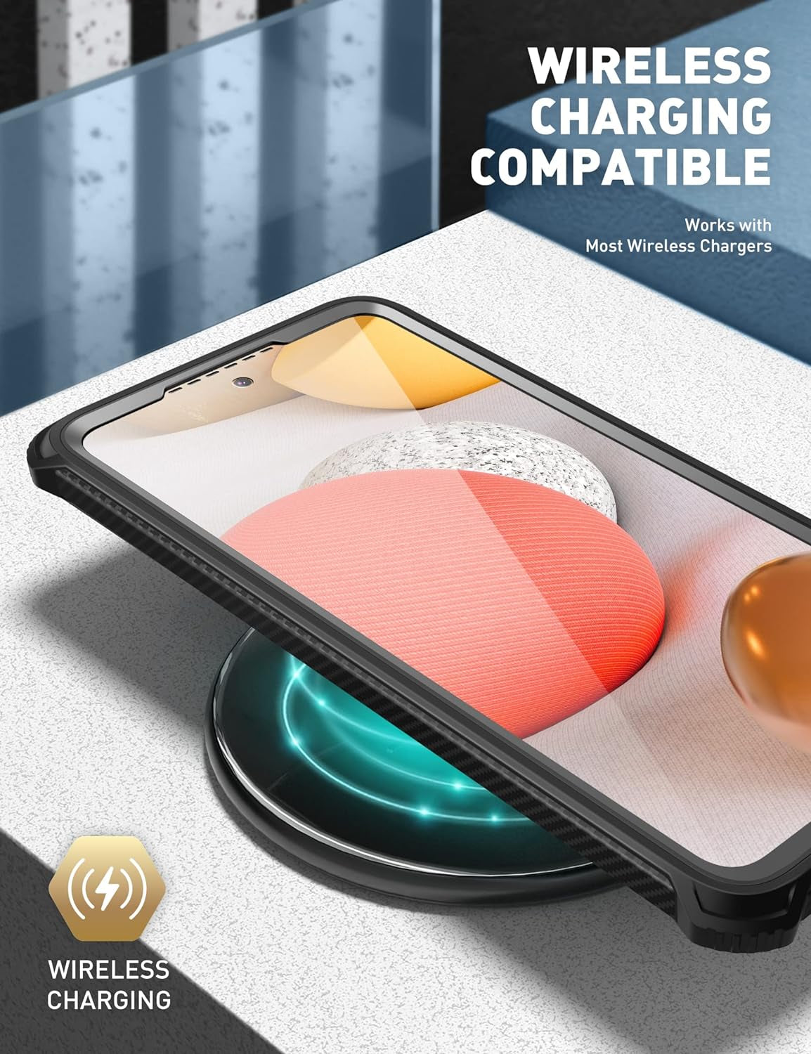 Clayco Xenon Case for Samsung Galaxy A53 5G Case, [Built-In Screen Protector] Full-Body Rugged Cover Compatible with Fingerprint Reader, 6.4 Inch 2022 Release Black