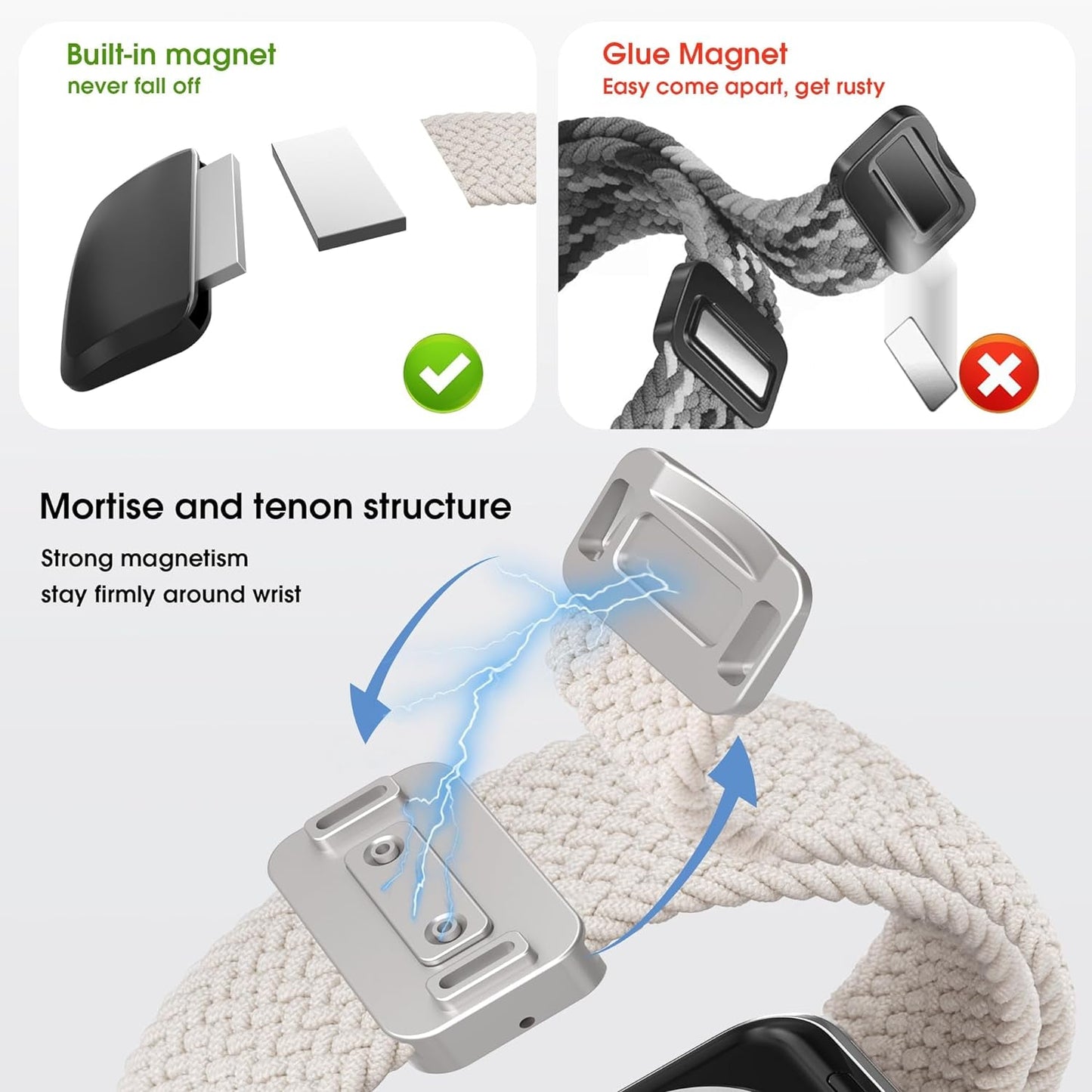 2 Pack Arae Magnetic Stretchy Watch Band Compatible for Apple Watch Band 38Mm 40Mm 41Mm,Comfortable Adjustable Strap Wristband for Iwatch Serie 9 8 7 6 5 4 SE 3 2 1 Ultra 1 2 Women,Starlight Nude Pink