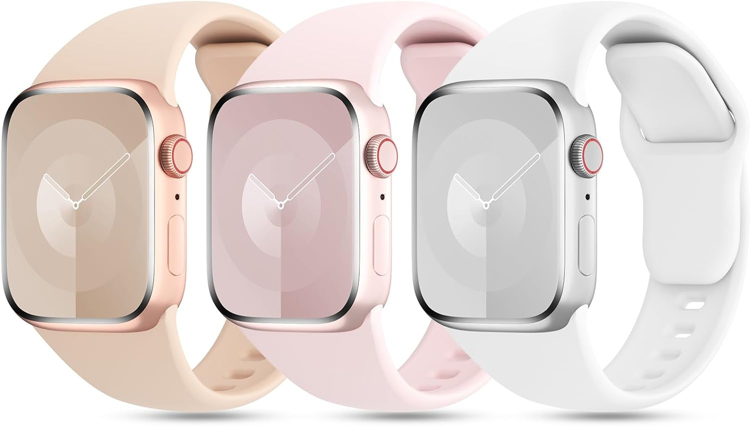 3 Pack Patented Sport Silicone Compatible with Apple Watch Band 41Mm 40Mm 38Mm 45Mm 44Mm 42Mm 49Mm Women Men, Soft Wristbands Waterproof Strap for Iwatch Bands Series 9 8 7 6 5 4 3 2 1 SE Ultra