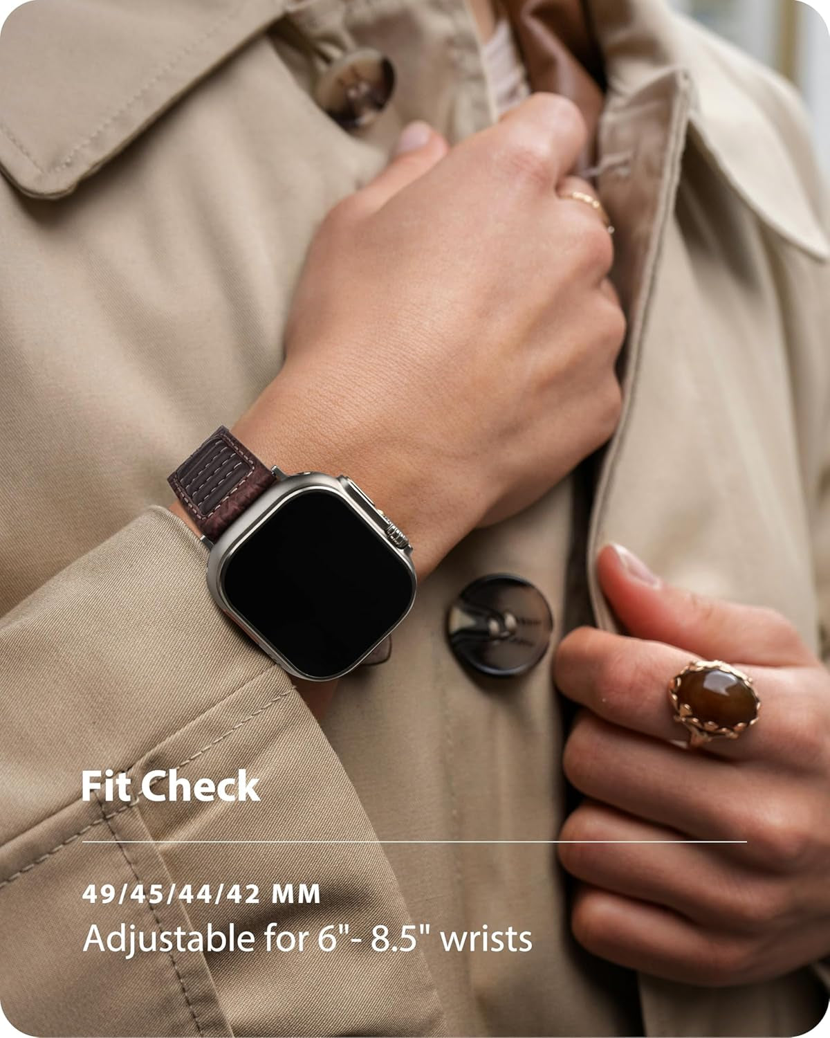 Fullmosa Café Racer Leather Apple Watch Band 49Mm 45Mm 44Mm 42Mm 41Mm 40Mm 38Mm Genuine Iwatch Bands for Men/Women Easily Upgrade Your Apple Watch with Premium Smart Watch Bands