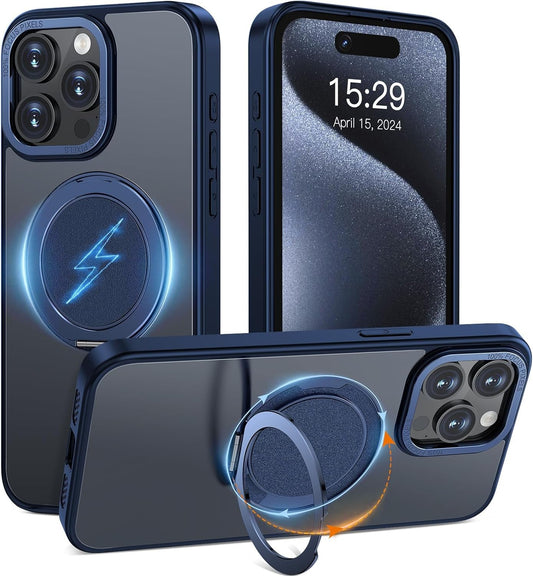 ACANDYA for Iphone 15 Pro Max Case Magnetic Ring Holder Kickstand Compatible with Magsafe Military Grade Drop Protection Heavy Duty Shockproof Men Women Cover for Iphone 15 Pro Max Translucent Blue  ACANDYA   