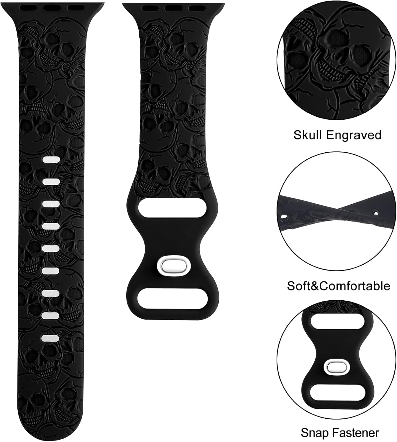 Engraved Silicone Band Compatible with Apple Watch 38Mm 40Mm 41Mm, Cute Fancy Laser Printed Sport Strap Compatible with Iwatch Series 7 6 5 4 3 2 1 SE