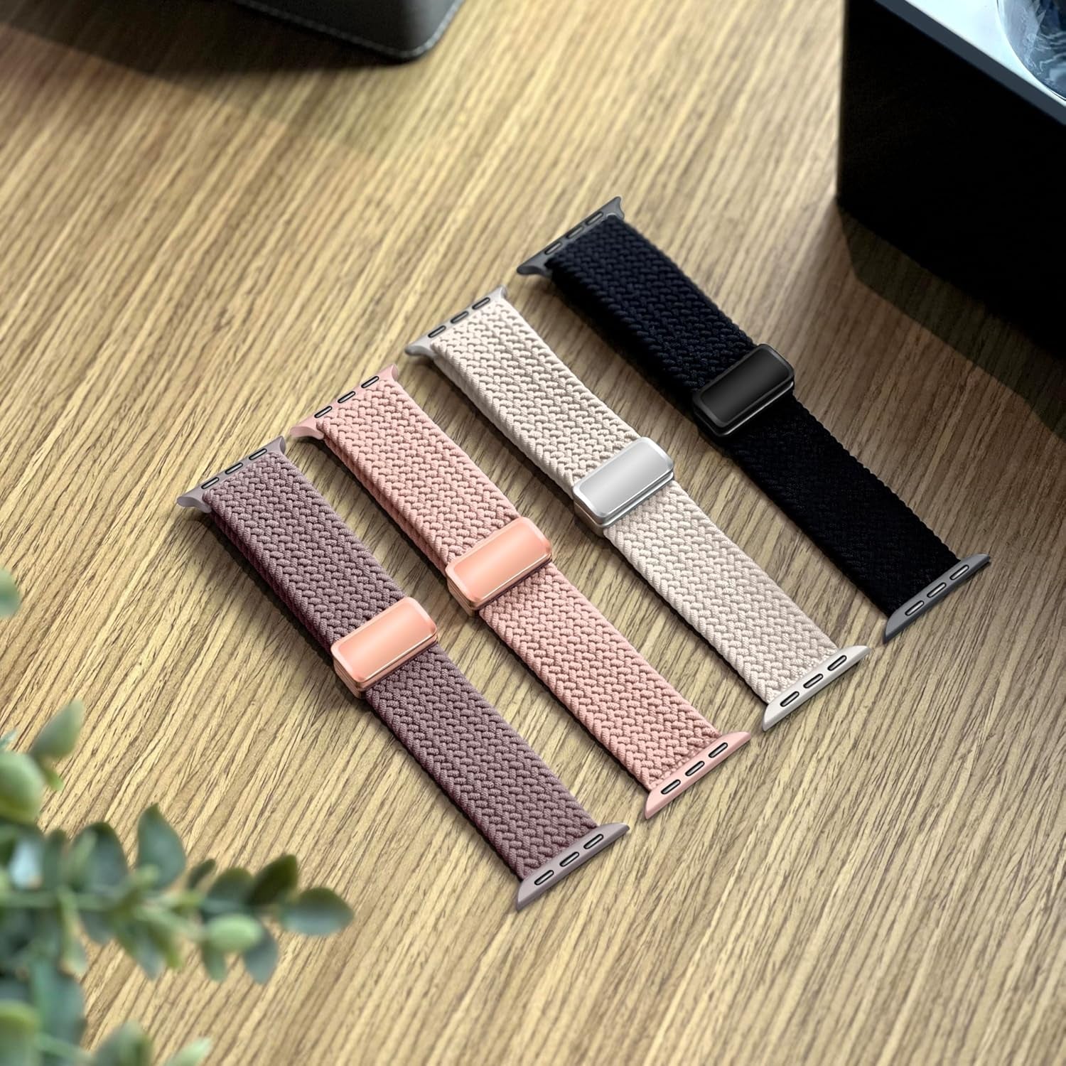 4 Pack Braided Magnetic Band Compatible with Apple Watch Women Men Kids 49Mm 45Mm 44Mm 42Mm 41Mm 40Mm 38Mm, Stretchy Nylon Sport Loop Strap for Iwatch Ultra 2/1 Series 9 8 SE 7 6 5 4 3 2 1
