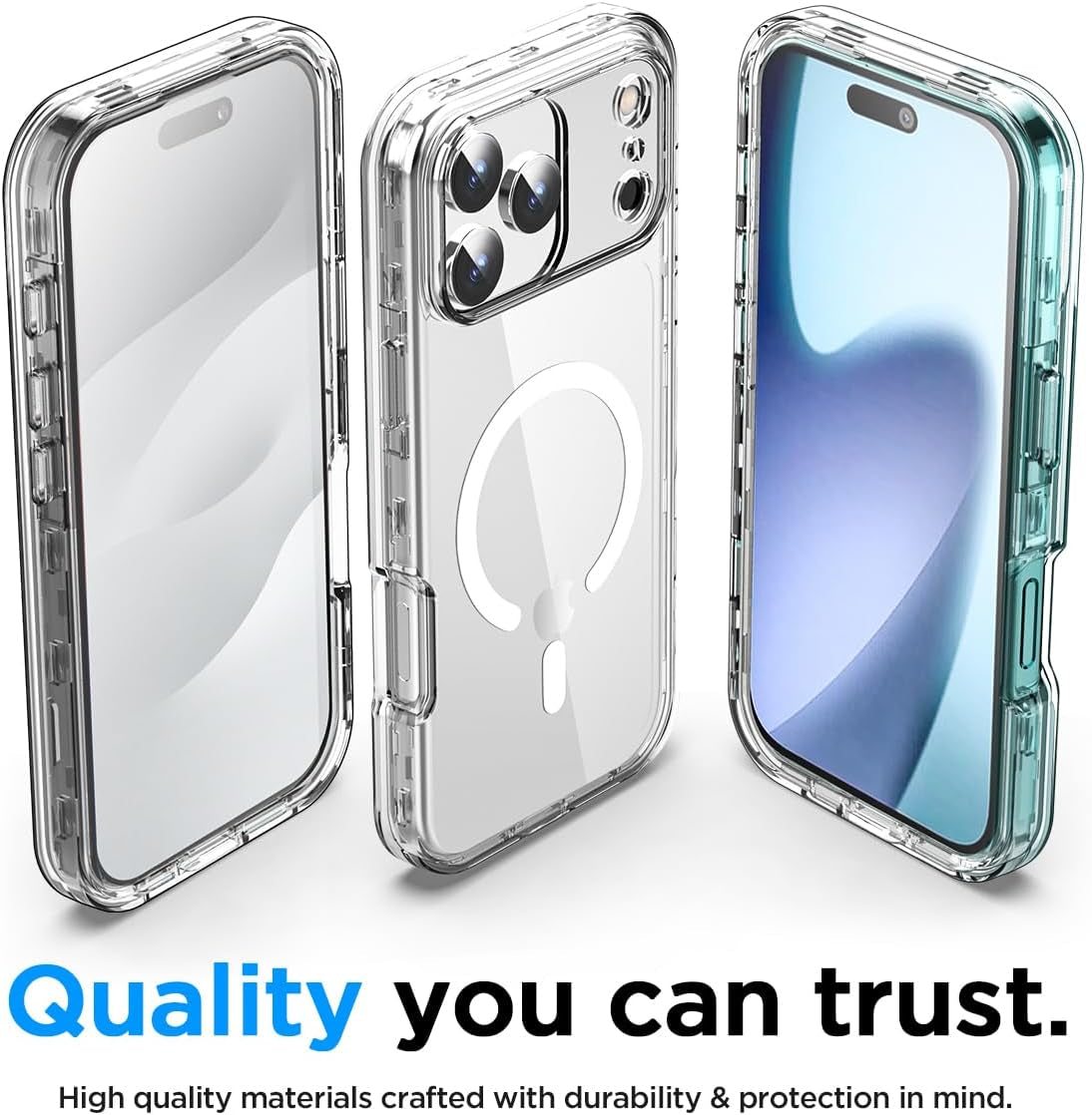 Aicase for Iphone 17 Pro Max Case Clear[Compatible with Magsafe] Heavy Duty Drop Protection Full Body Rugged Shockproof/Dust Proof 3-Layer Military Protective Tough Durable Phone Cover 6.9"