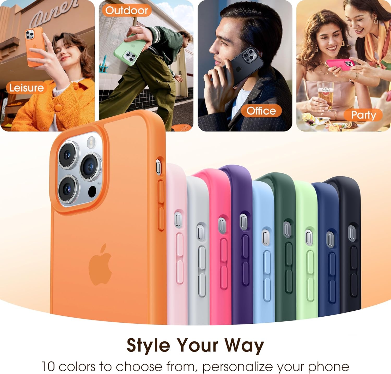 Alphex Colored Transluscent for Iphone 14 Pro Case, Sleek Cute Retro Design, German Quality Standard Certified, 12FT Military-Grade Protection, Slim Matte Hard Back Case 6.1-Inch, Orange  Alphex   