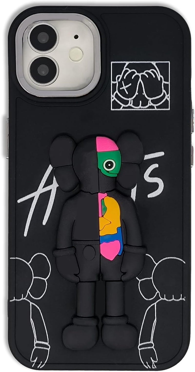 DOWINTIGER Compatible with Iphone 15 Pro Max Case Street Fashion Designer for Boys Men Kids Teen, Cool Anime 3D Cartoon Shockproof TPU Protection Cover Black  DOWINTIGER Black Iphone 12/12 Pro 