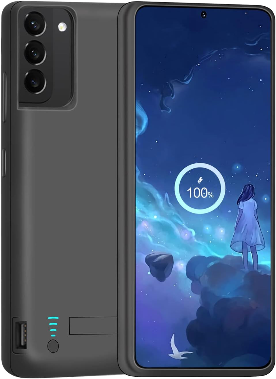 Battery Case for Samsung Galaxy S22+ / S22 Plus, 5000Mah Rechargeable Extended Battery Charging Charger Case, Add 100% Extra Juice, Not Compatible with S22 or S22 Ultra (6.6 Inch) Black