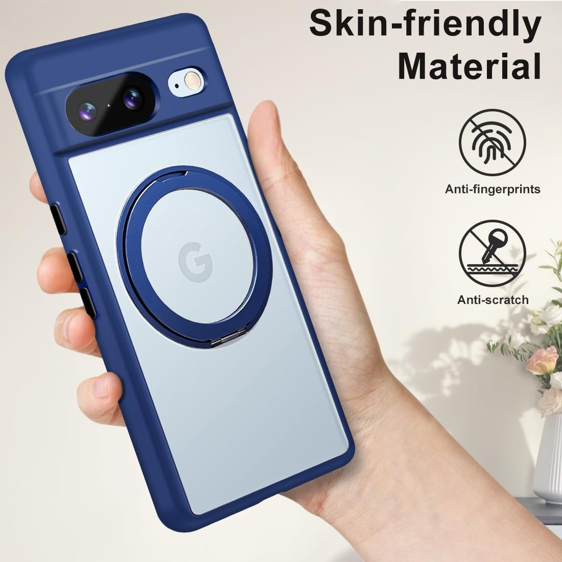 For Google Pixel 8 Case Compatible with Magsafe [Built-In Invisible Kickstand] TPU Shockproof Sturdy Thin Matte Translucent Cover Protective Phone Case for Pixel 8 5G (Blue)  Shenzhenshi Nuofeifan Electronic Commerce Co., Ltd   