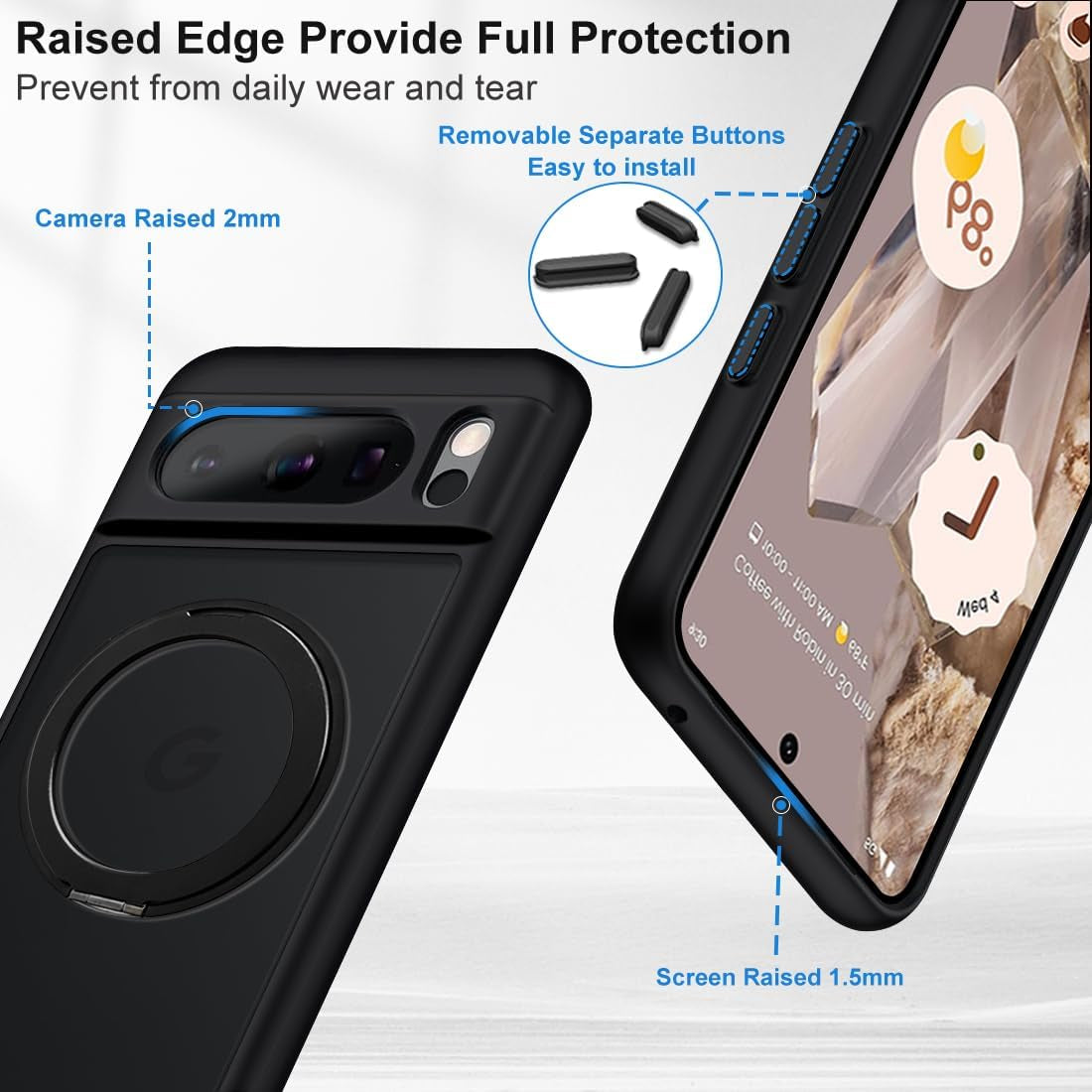 For Google Pixel 8 Pro Magnetic Case Compatible with Magsafe [Invisible Kickstand] Shockproof Anti-Fingerprint Matte Translucent Cover Protective Phone Case for Pixel 8 Pro 5G (Black)  Shenzhenshi Nuofeifan Electronic Commerce Co., Ltd   