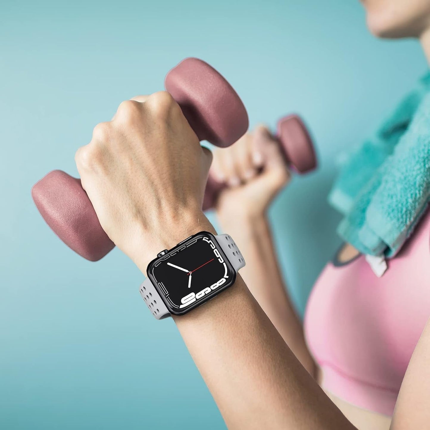 6 Pack Sport Bands Compatible for Apple Watch Bands 49Mm 45Mm 44Mm 42Mm 41Mm 40Mm 38Mm,Breathable Soft Silicone Sport Women Men Replacement Strap Compatible for Iwatch Series 9 Ultra2/Ultra 8 7 6 5 4 3 2 1 SE