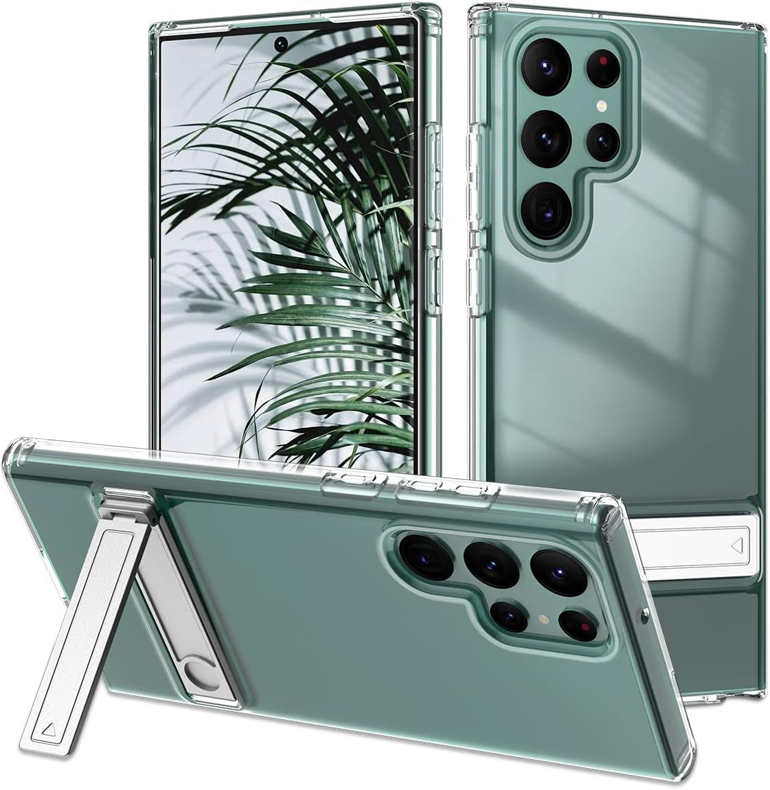 Btscase for Samsung Galaxy S22 Ultra 5G Case, with Adjustable Metal Kickstand, Crystal Clear Soft Flexible TPU Slim Shockproof Drop Protective Girls Women Men Cover for Galaxy S22 Ultra 5G, Purple