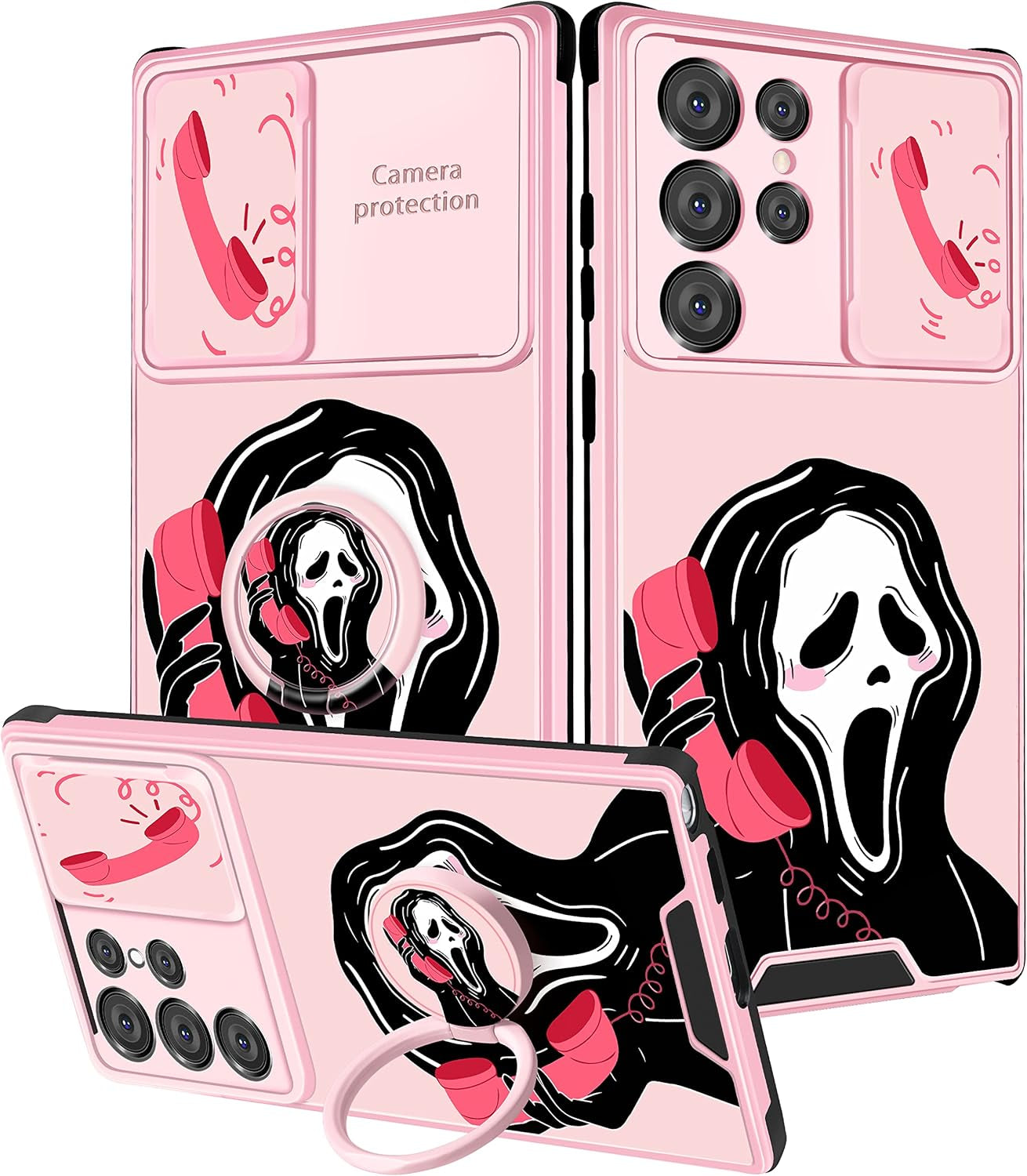 Goocrux (2In1 for Samsung Galaxy S22 Ultra Case Flower Floral for Women Girls Girly Pretty Cute Phone Cover with Slide Camera Cover+Ring Holder Fashion Pattern Unique Design Cases for S22 Ultra 6.8''