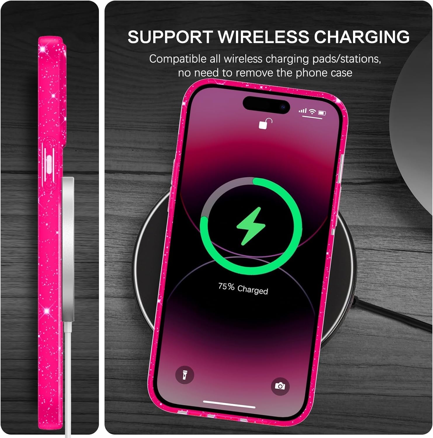 BENTOBEN Iphone 14 Pro Max Case, Phone Case Iphone14 Pro Max Magnetic Case Compatible with Magsafe Glitter Sparkle Shockproof Anti-Scratch Protective Case for Iphone 14 Pro Max 6.7’’ Hot Pink  BENTOBEN   