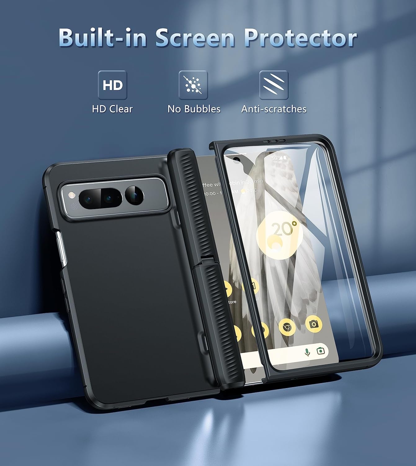 FNTCASE for Google Pixel Fold Case: Rugged Shockproof Cover with Kickstand & Holster | Drop Proof Hinge Protection Screen Protector Military Grade Tough Slim Protective 5G Phone Shell Black  FNTCASE   