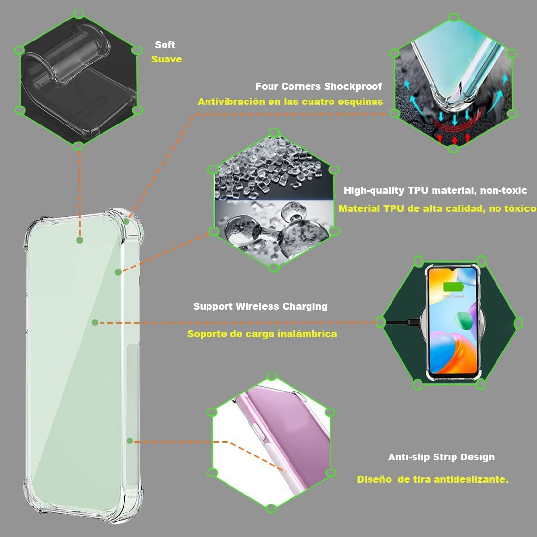 Case for Samsung Galaxy A53 5G Clear TPU Four Corners Protective Cover Transparent Soft