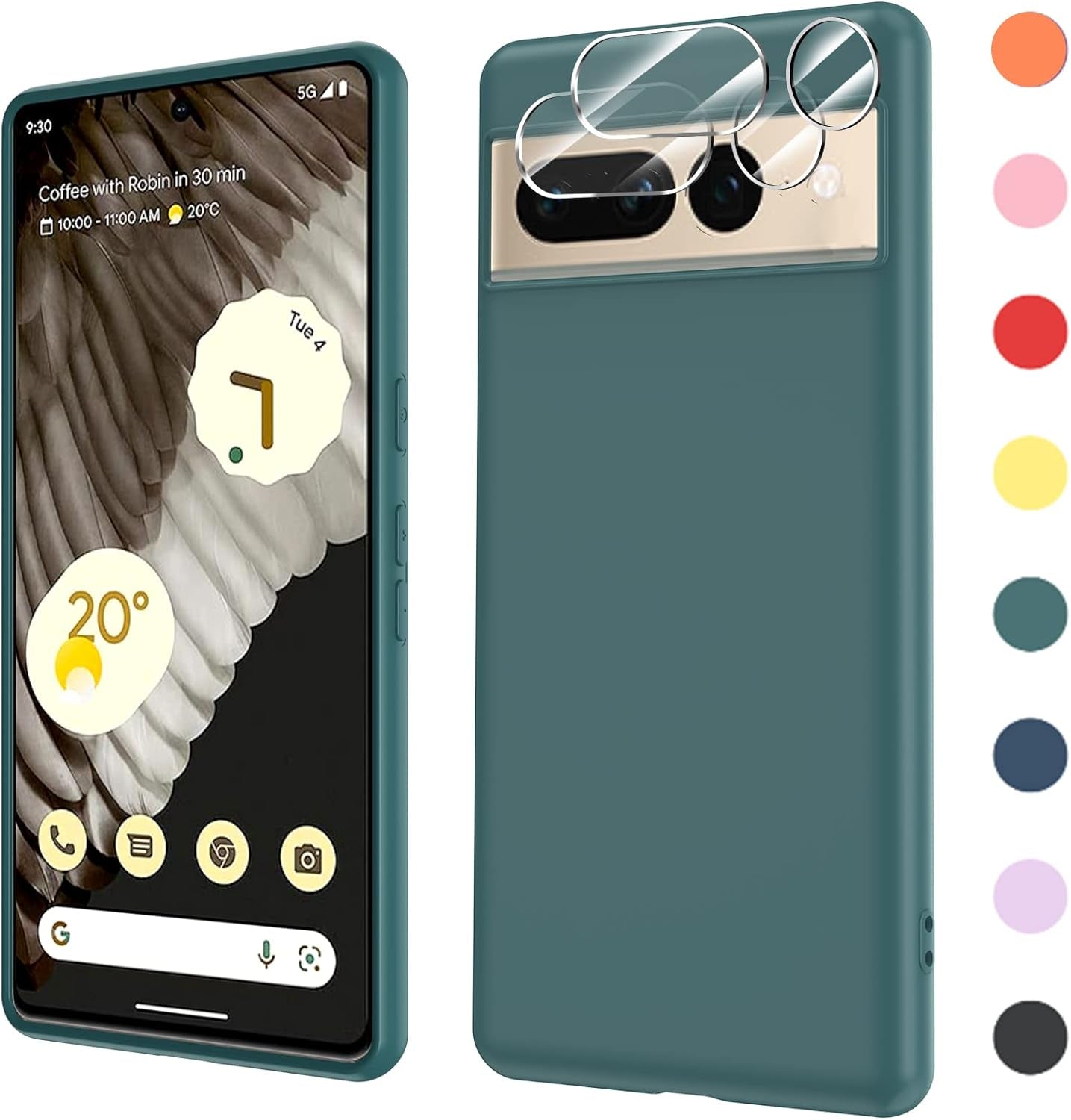 Leyi for Pixel 6A 5G Case: Google Pixel 6A Case with [2 Pack] Tempered Glass Screen Protector Liquid Silicone Soft Microfiber Liner Cover Case Pixel 6A, Red  LeYi Green Google Pixel 7 Pro 