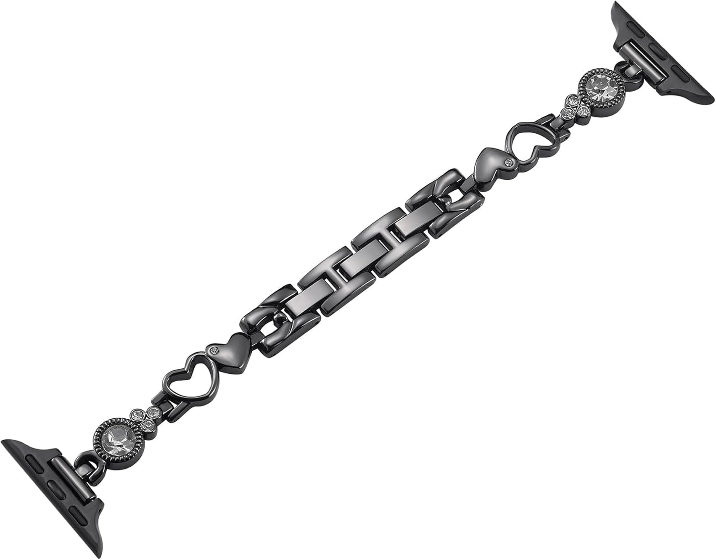 Bling Diamond Metal Bands Compatible with Apple Watch Band 38Mm 40Mm 41Mm 42Mm 44Mm 45Mm 49Mm, Women Jewelry Strap Dressy Heart Bracelet for Iwatch Series 9 8 7 6 5 4 3 2 1 SE Ultra