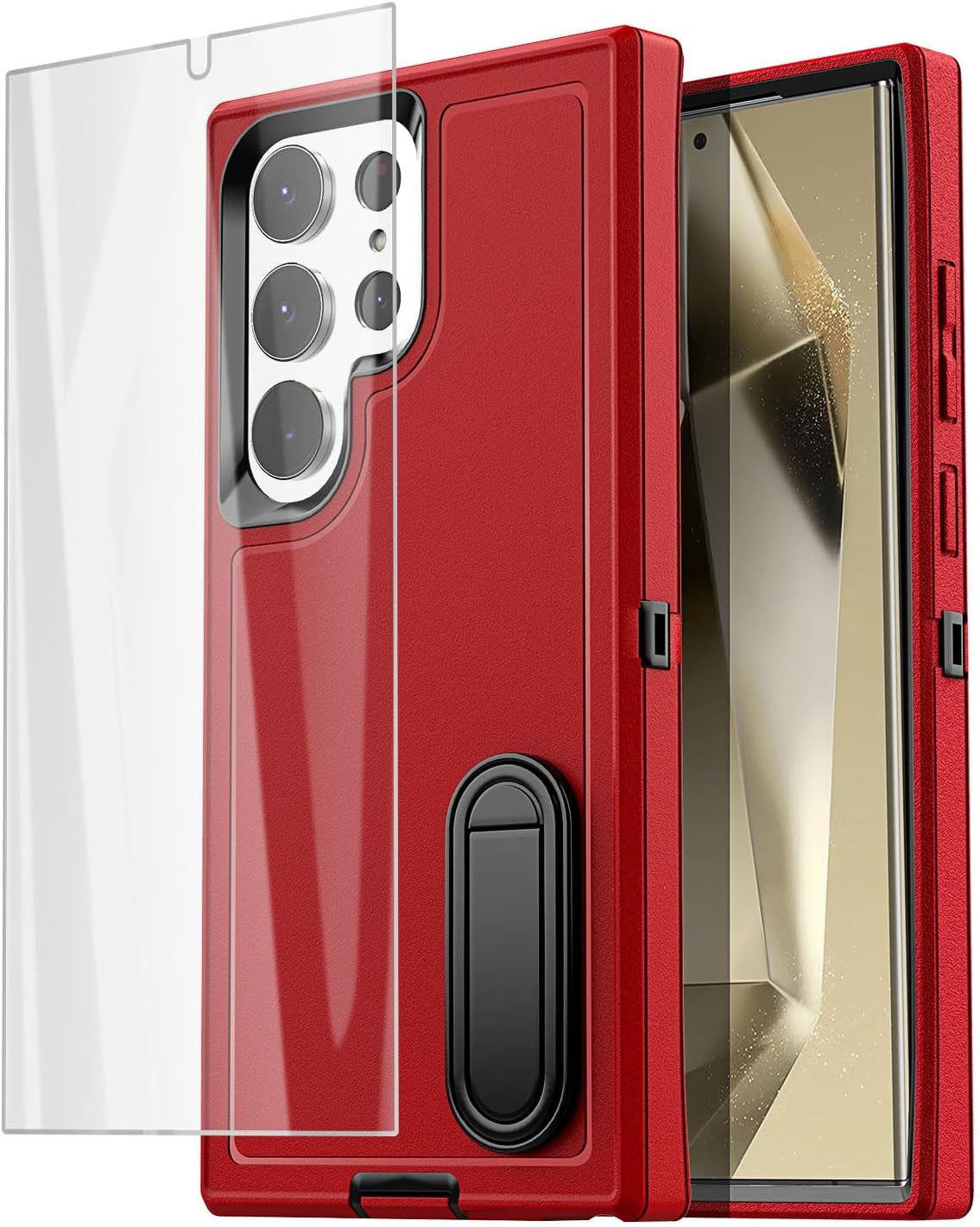 Aicase for Samsung Galaxy S24 Ultra Case with Glass Screen Protector,Heavy Duty Drop Protection Full Body Rugged Shockproof Military Protective Tough Durable Cover for Galaxy S24 Ultra 6.8" 5G 2024_1