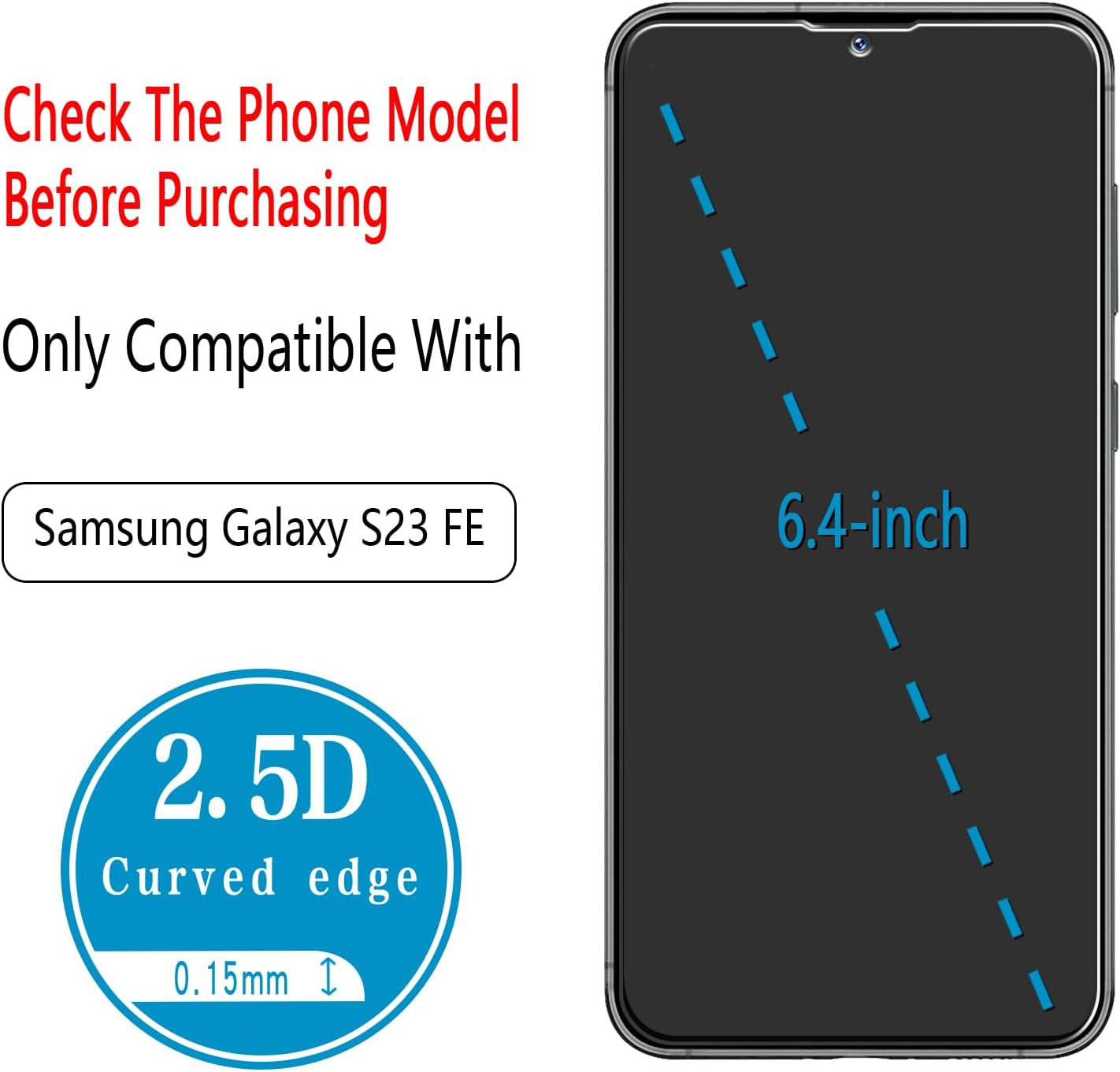 (2 Pack) Designed for Samsung Galaxy S23 FE Tempered Glass Screen Protector, 9H Hardness, anti Scratch, Bubble Free, Case Friendly