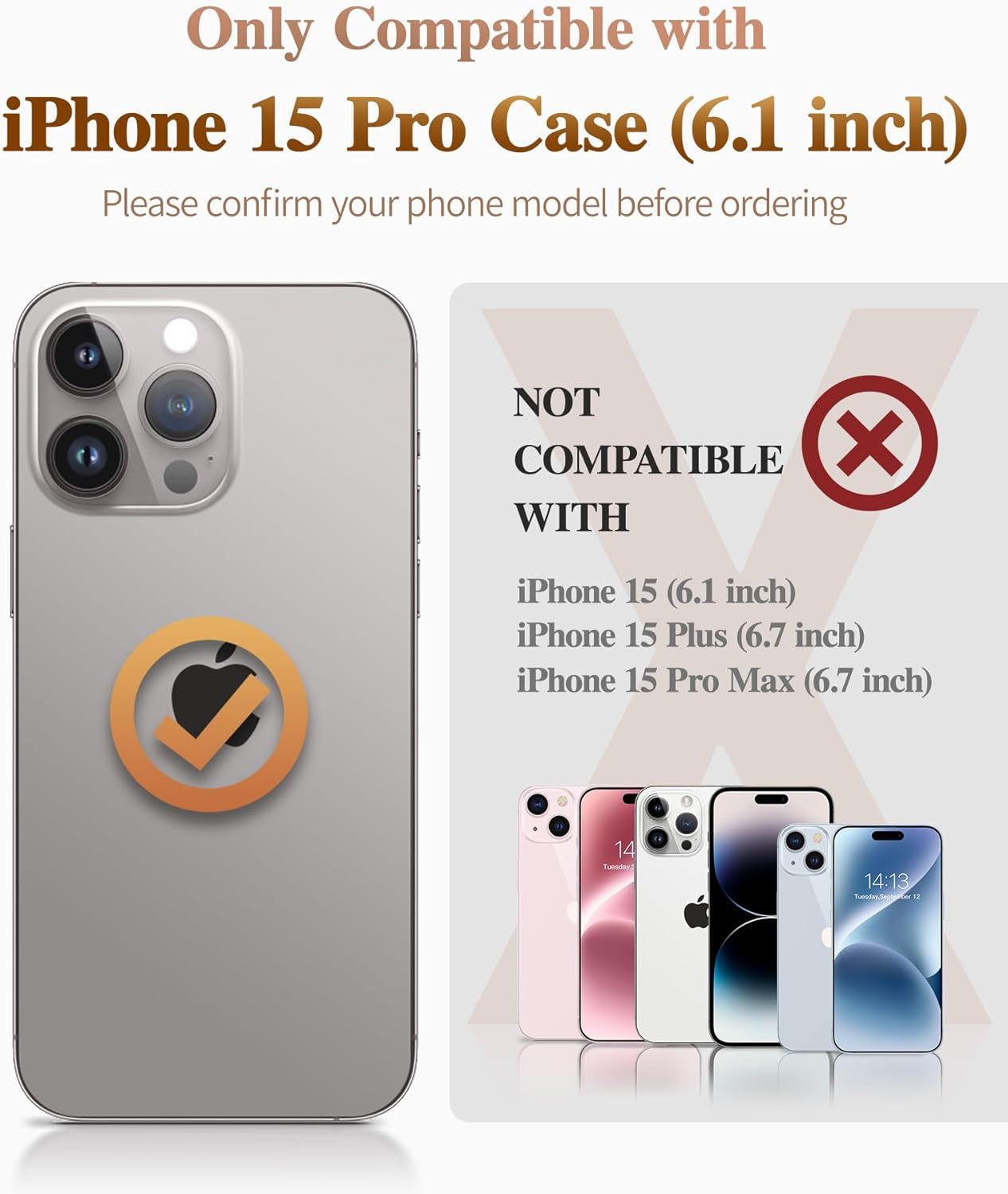 GVIEWIN for Iphone 15 Pro Case with Screen Protector+Camera Lens Protector, [Military Grade Drop Protection] Slim Marble Design Soft TPU Protective Phone Cover for 15 Pro 6.1" (Flowing Sand/Ink)  GVIEWIN   