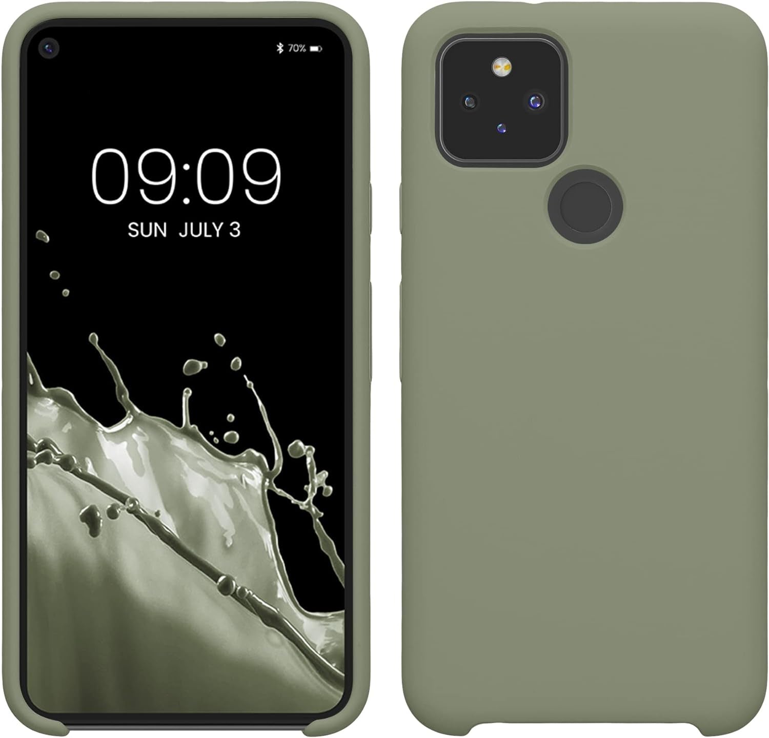 Kwmobile Case Compatible with Google Pixel 5 Case - TPU Silicone Phone Cover with Soft Finish - Blue Reef  KW-Commerce Gray Green  