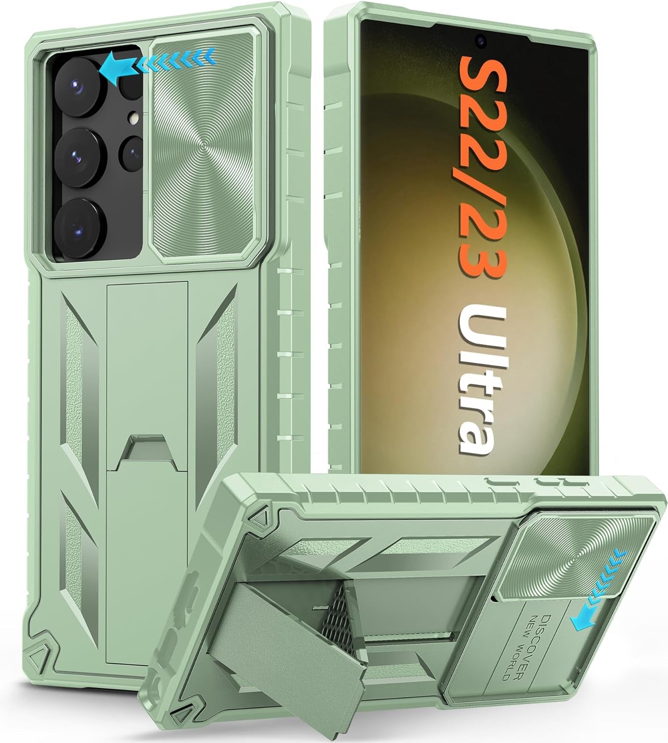 FNTCASE for Samsung Galaxy S23-Ultra Case: S22 Ultra Military Grade Shockproof Protection Mobile Case with Kickstand & Matte Textured Rugged TPU Shell | Drop Proof Protective Phone Cover