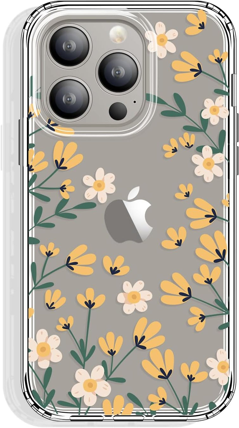 GYZYA for Iphone 15 Pro Case Clear 6.1 Inch with Pattern Design, Protective Slim TPU Cover + Shockproof Bumper for Women and Girls (Blooming Flowers)  GYZYA   
