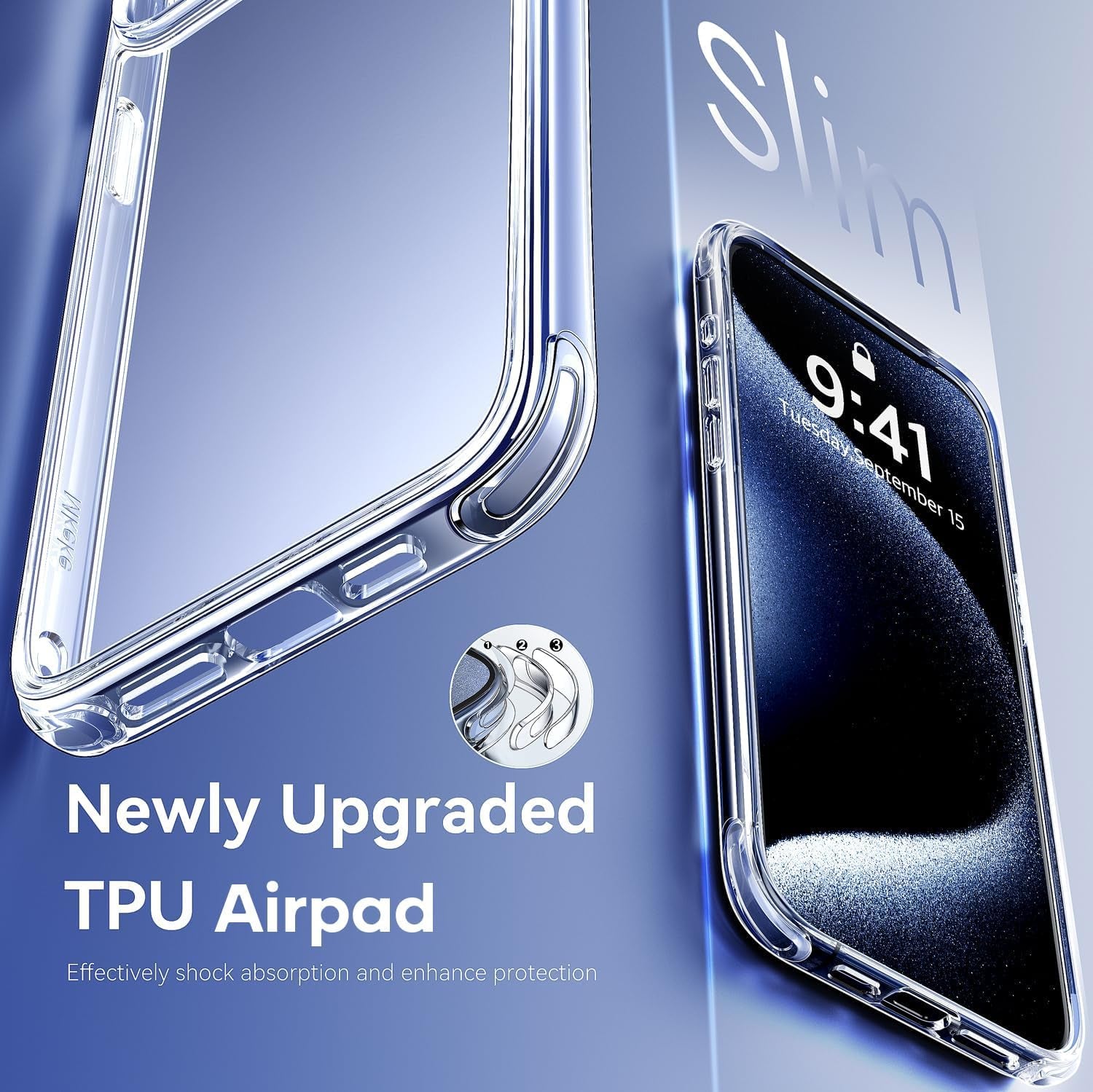 Mkeke for Iphone 15 Pro Max Case Clear, [Not-Yellowing] with 2X Screen Protector, [Military-Grade Drop Protection] Shockproof Protective Phone Cases 2023  Shenzhen Make Technology Company Limited   