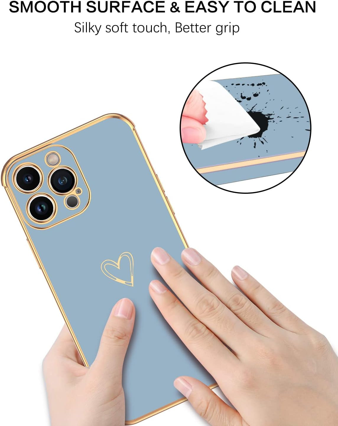 BENTOBEN Iphone 14 Pro Case, Slim Fit Cute Heart Pattern 14 Pro Phone Case, Soft Flexible Shockproof TPU Bumper Women Girls Non-Slip Lightweight Charging Protective Cover for Iphone 14 Pro 6.1", Gray  BENTOBEN   