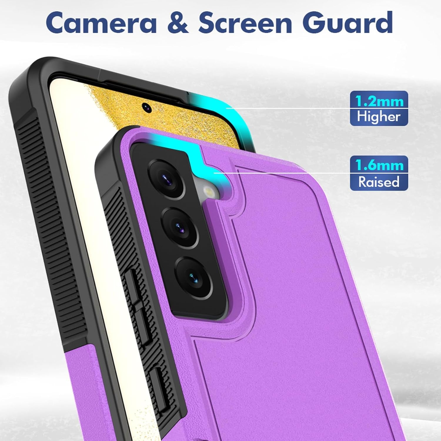 For Samsung Galaxy S22 Case: Dual Layer Protective Heavy Duty Cell Phone Cover Shockproof Rugged with Screen Protector - Military Protection Bumper Tough - Samsung Galaxy S22 5G 2022, 6.1 Inch, Purple